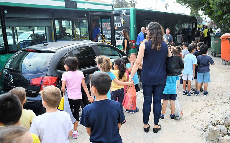 תרגיל פינוי התלמידים בחירום (צילום: ראובן כהן)