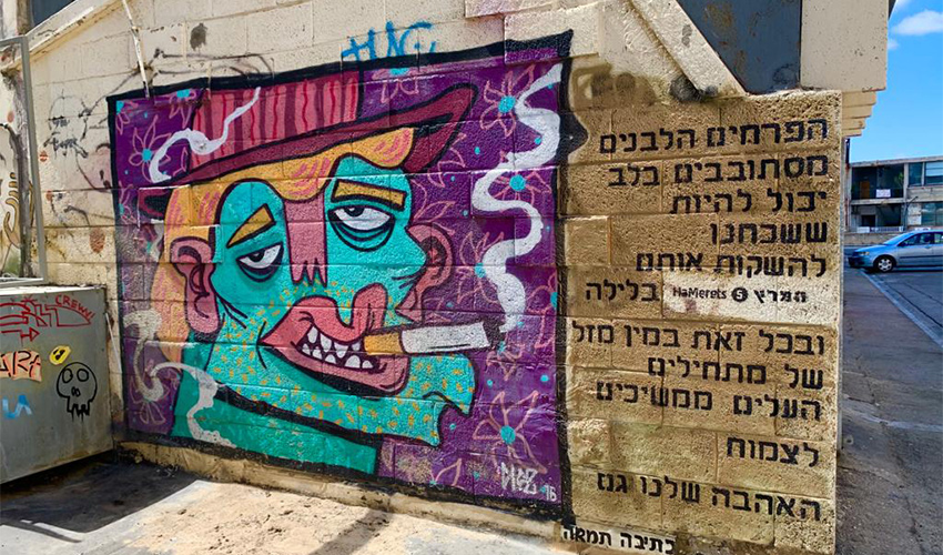גרפיטי של Dioz בקריית המלאכה בתל אביב (צילום: חגית הורנשטיין)