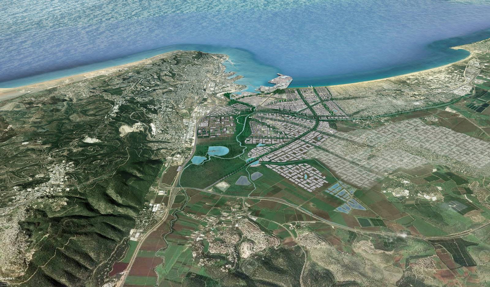 תוכנית המתאר של מפרץ חיפה (הדמיה: יער קורין אדריכלים)