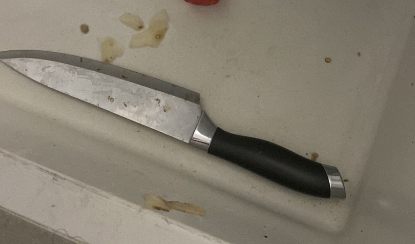 הסכין שבאמצעותה ניסה החשוד לדקור את הנער (צילום: דוברות המשטרה)