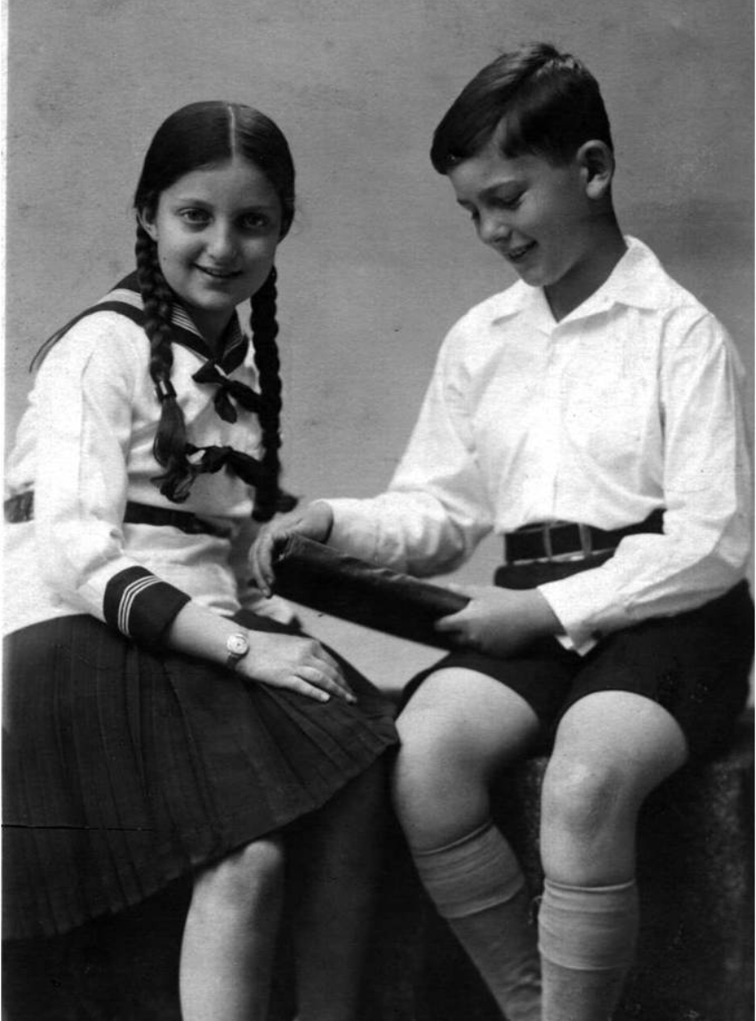 גיורא וחנה סנש בילדותם (צילום: אוסף משפחתי, הספרייה הלאומית) 
