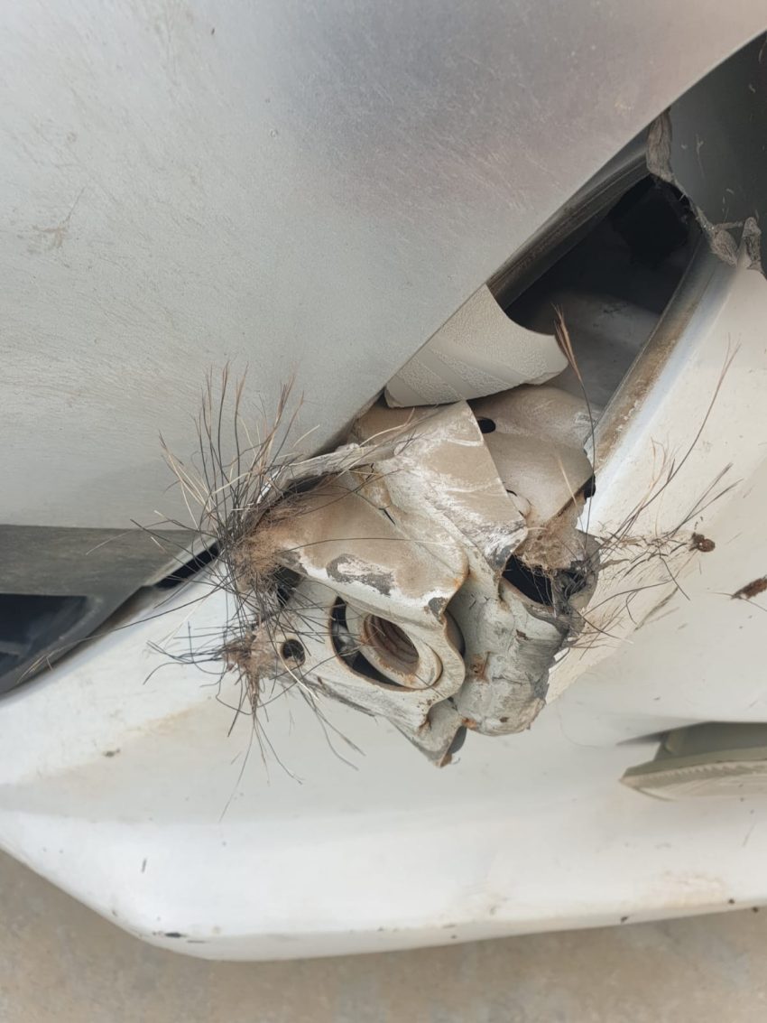 פנס הרכב לאחר התאונה