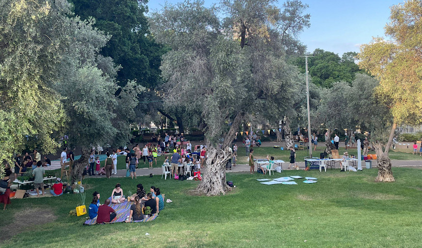 תושבים מבלים בגן בנימין בהדר (צילום: ראובן כהן, דוברות עיריית חיפה)