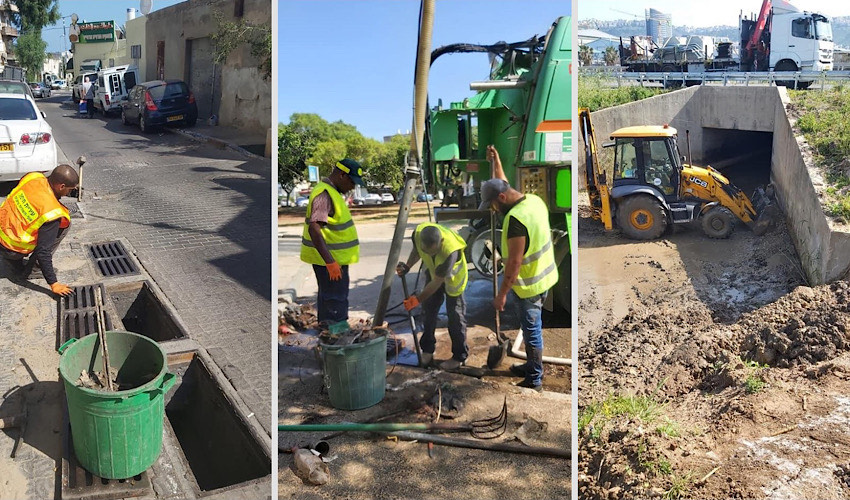 ההיערכות לסערה (צילומים: דוברות עיריית חיפה)