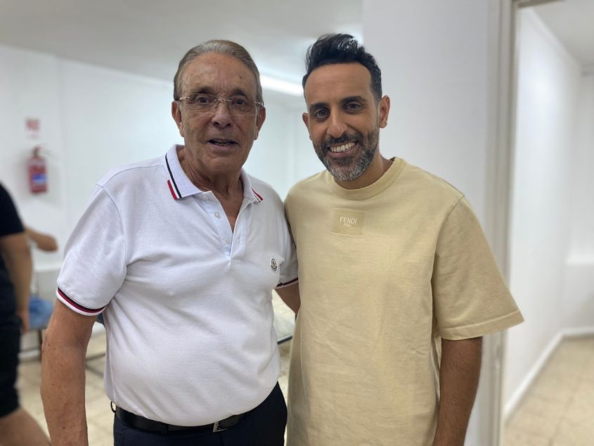 דודו אהרון ואריה טל (צילום: דוד עקיבא, דוברות עיריית טירת כרמל)