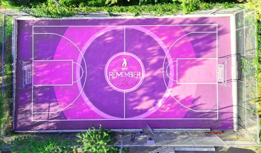 מגרש הספורט ברחוב גורדון (צילום רחפן: שי מידני)