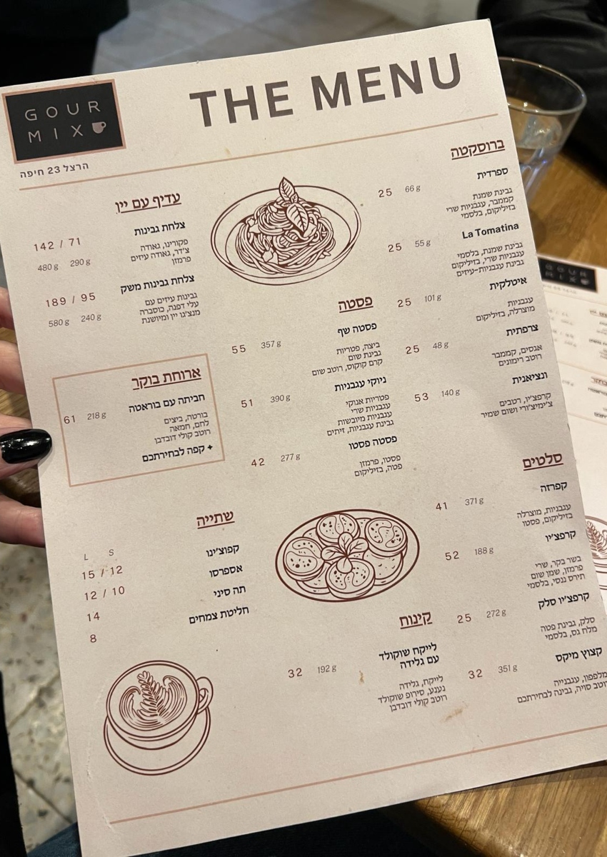 תפריט גורמיקס (צילום: חגית הורנשטיין)
