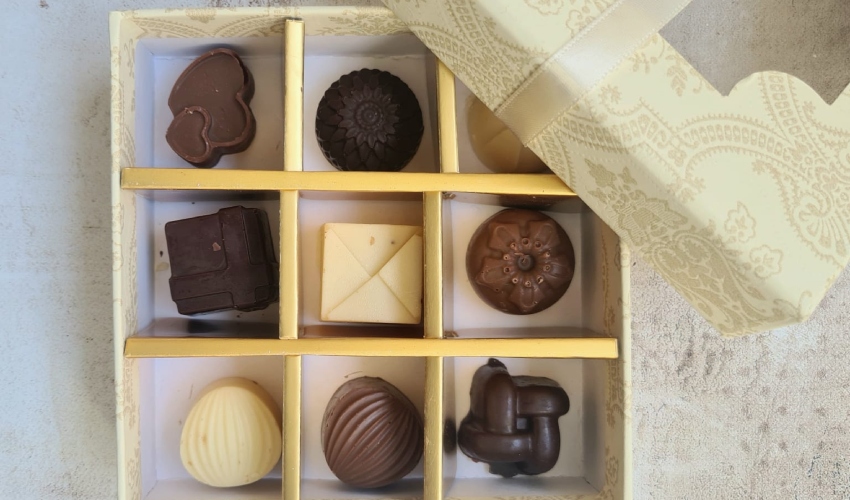 מארז פרלינים של משחקים עם שוקולד (צילום: נעמי חרפק)