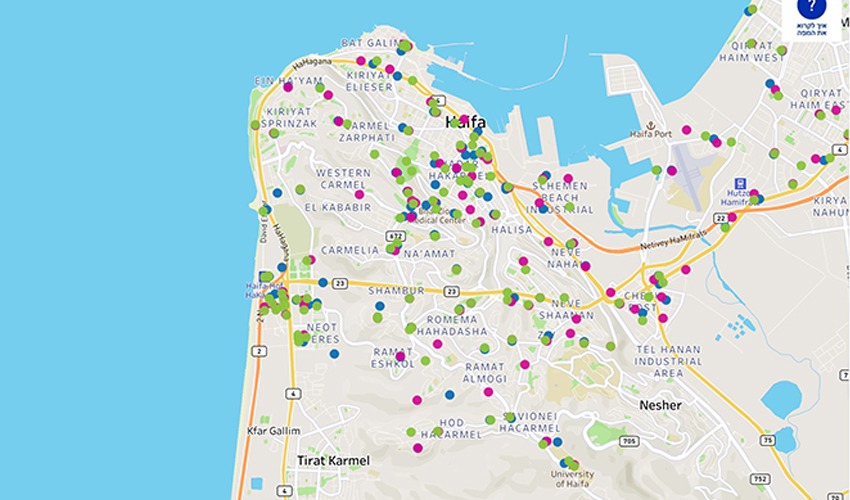 מפת הסלולר באזור חיפה (צילום מתוך אתר משרד התקשורת)