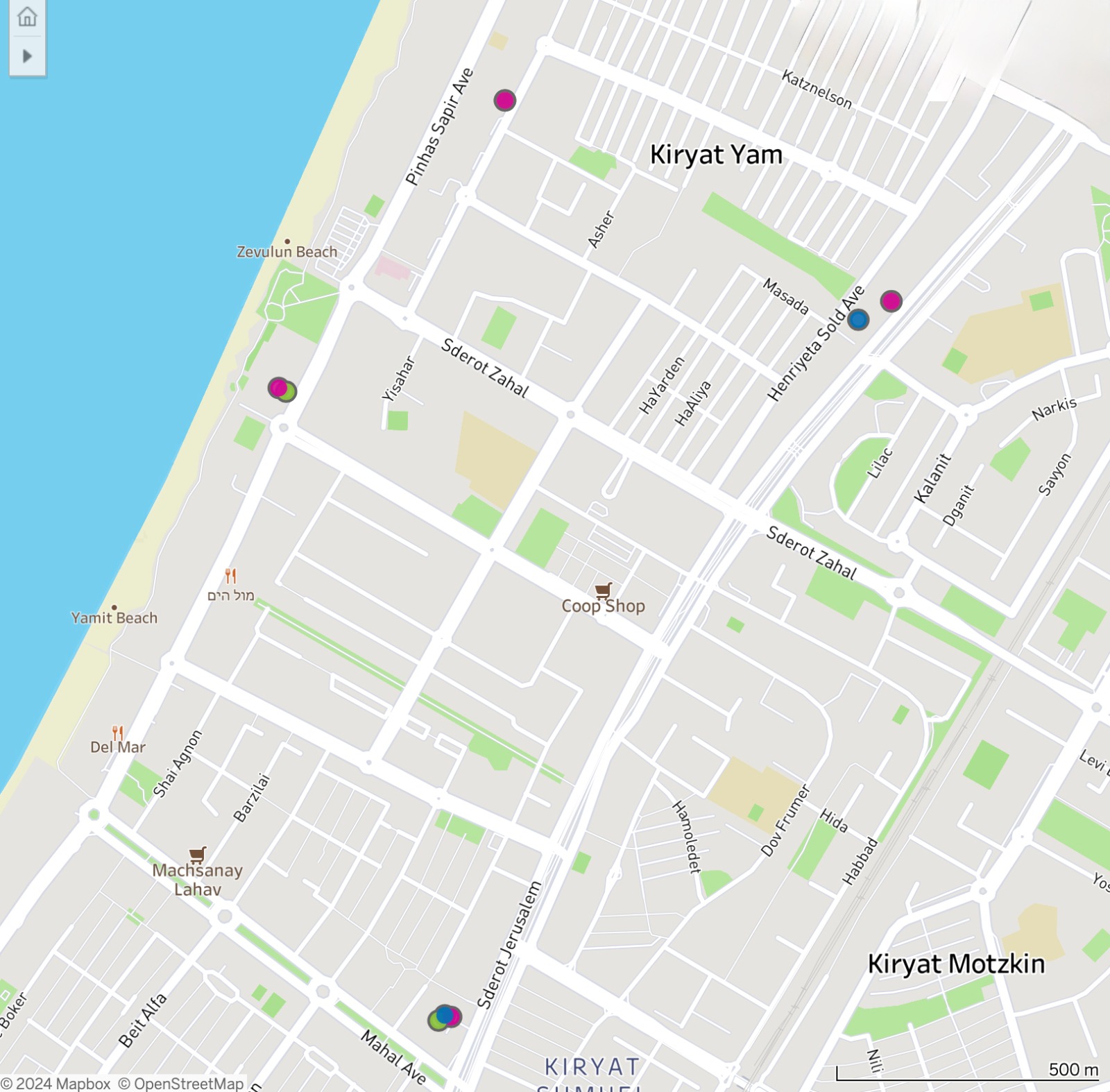 מפת הסלולר בקרית ים (צילום מתוך אתר משרד התקשורת)