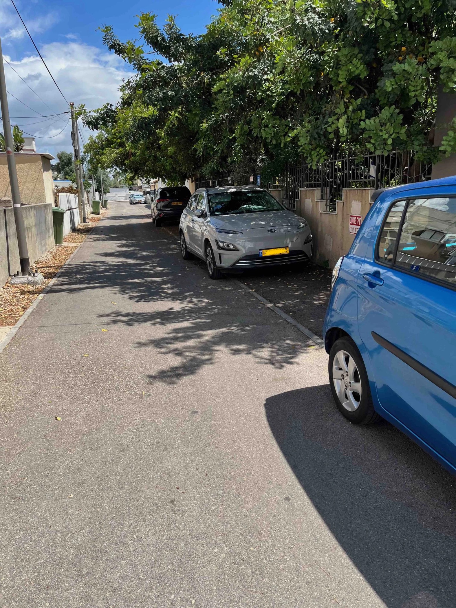 מכוניות חונות על המדרכה ברחוב מאנגר (צילום: נמרוד אשכנזי)