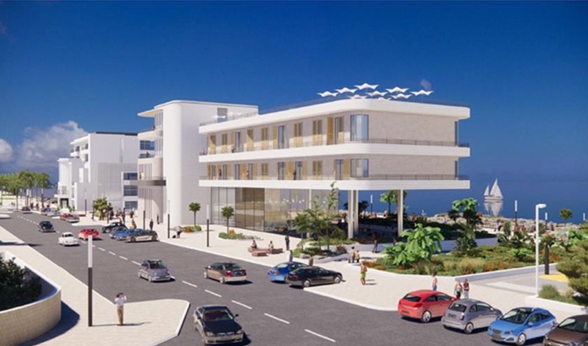 המלון המתוכנן במקום מבנה הקזינו (הדמיה: מתוך פרוטוקול ישיבת ועדת המשנה לתכנון ובנייה)