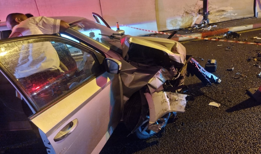 התאונה במנהרות הכרמל (צילום: דוברות רשות הכבאות וההצלה)