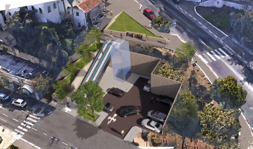 מערך הדרגנועים מהעיר התחתית להדר (הדמיה: לויטון ושומני ארכיטקטים)