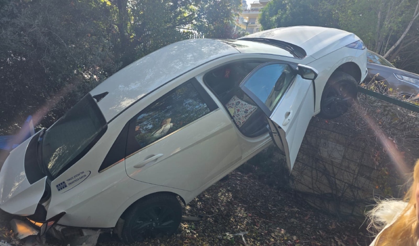 הרכב שהתדרדר לגינה (צילום: איחוד הצלה)