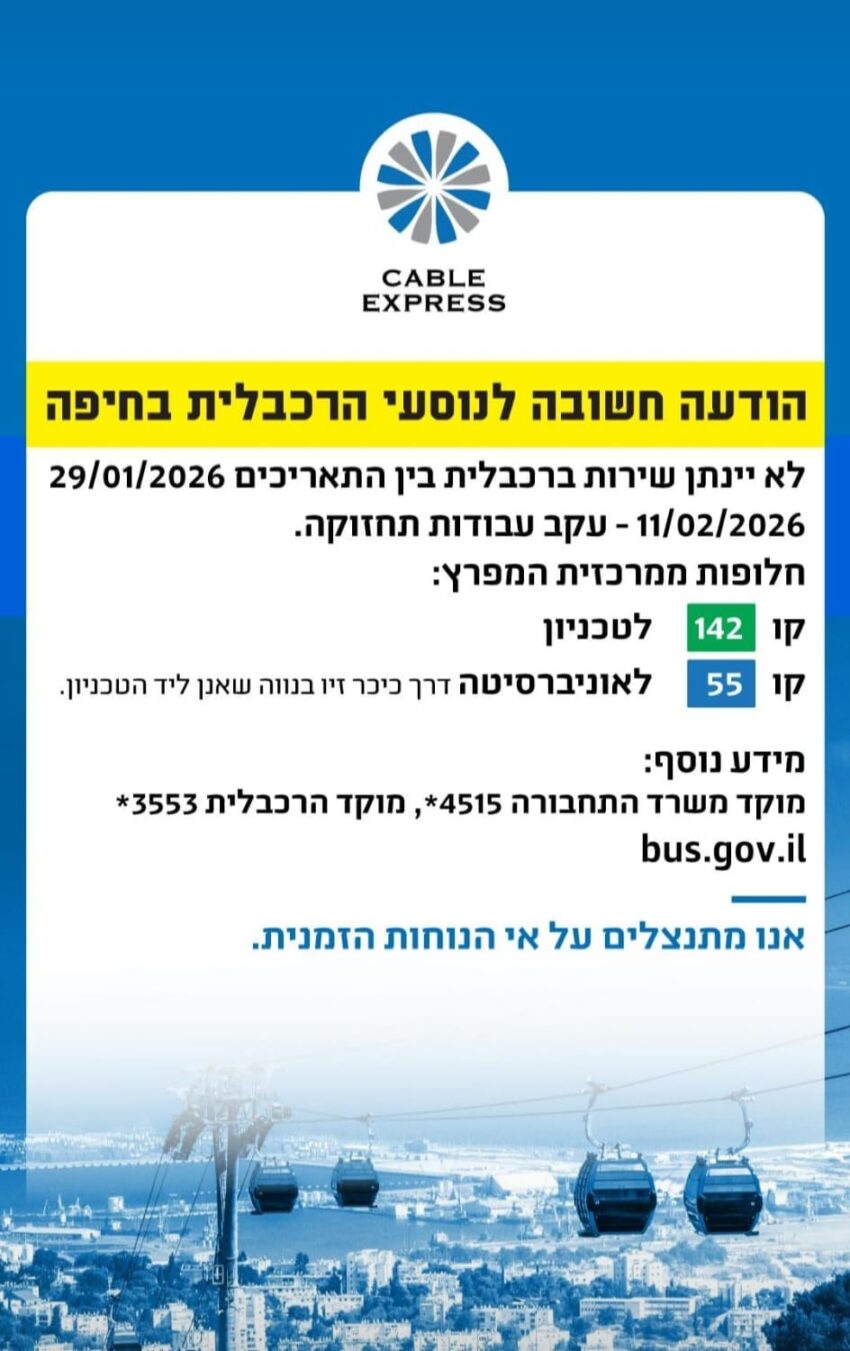 ההודעה של חברת הרכבלית
