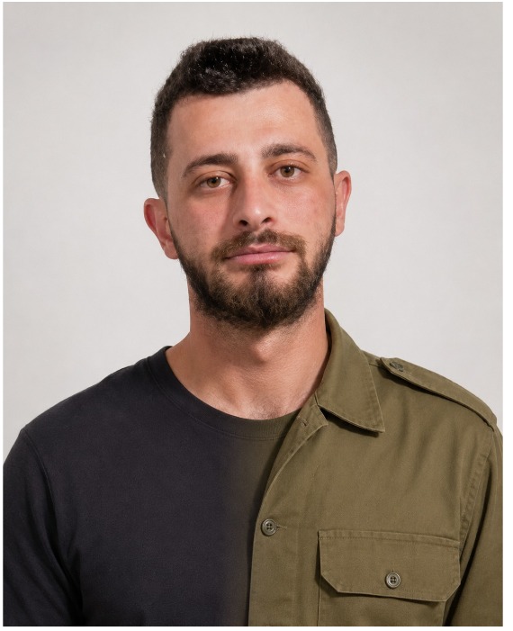 תמונתו האחרונה של באסל סויד ז"ל ברמב"ם במסגרת מקפיין ההוקרה לעובדי בית החולים שמשרתים במילואים (צילום: דוברות הקריה הרפואית רמב"ם)
