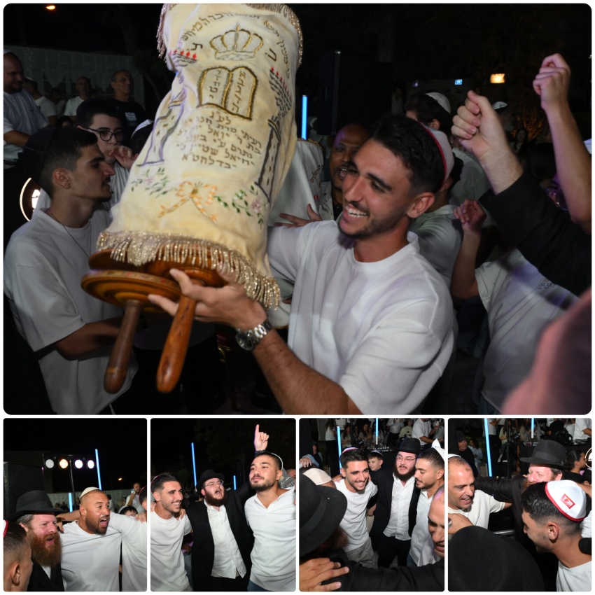 אליאב רוקד עם ספר תורה בהקפות השניות של שמחת תורה (שימוש לפי סעיף 27א לחוק זכויות יוצרים)